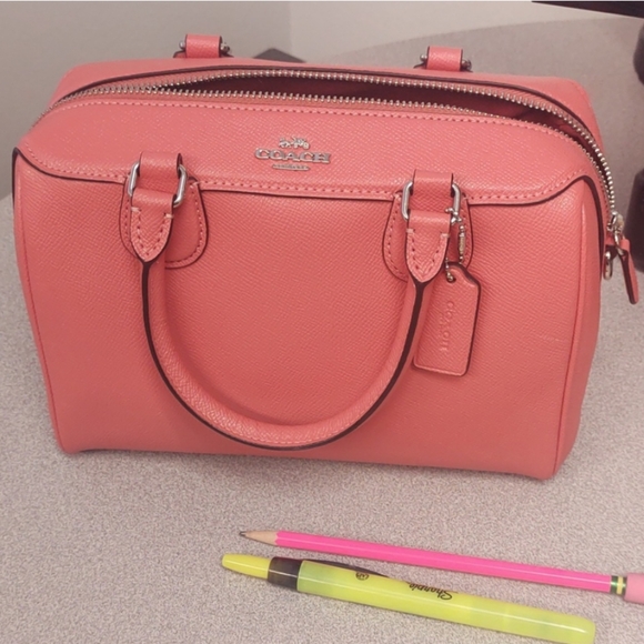 Coach Handbags - COACH Mini Bennett Satchel/Top Handle Bag in Coral (Salmon Orange/Pink)